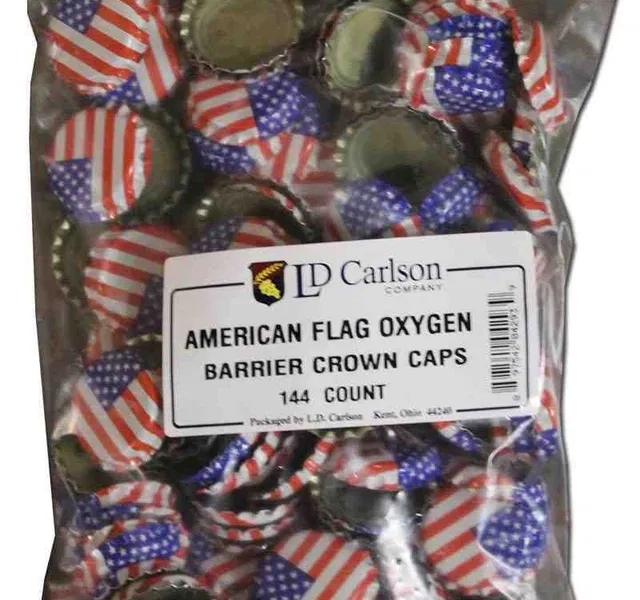 American Flag Oxygen Barrier Crown Caps - 144 Count